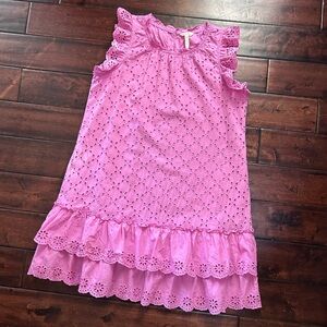 Matilda Jane Pink Eyelet Ruffle A-Line Dress Cotton